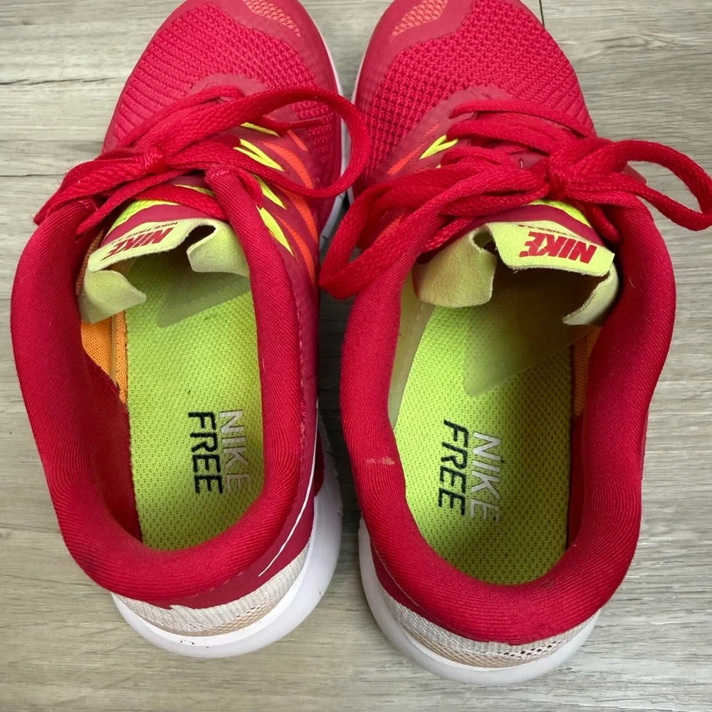 Nike Free 5.0 Running Shoes Sneaker Red Volt Size 7